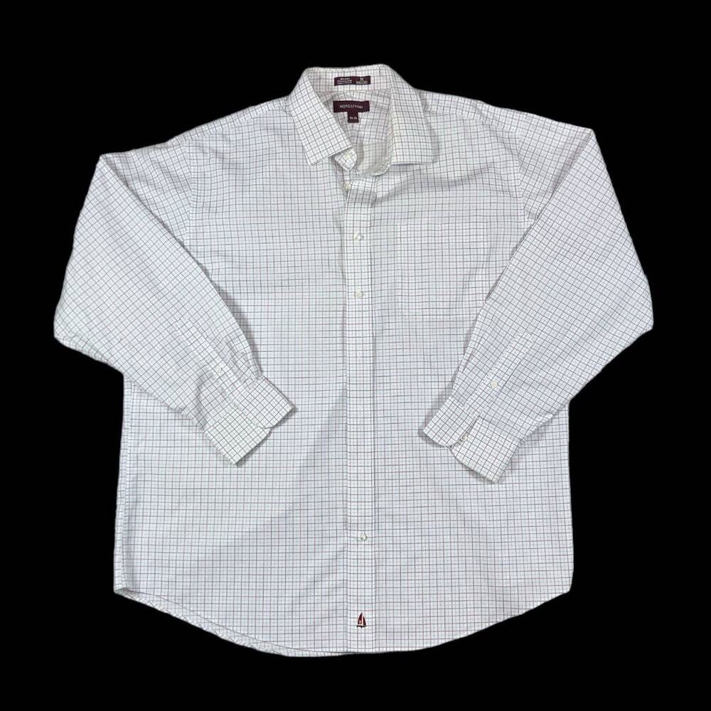 Nordstrom White/Pink Shirt | Neck 17.5-35